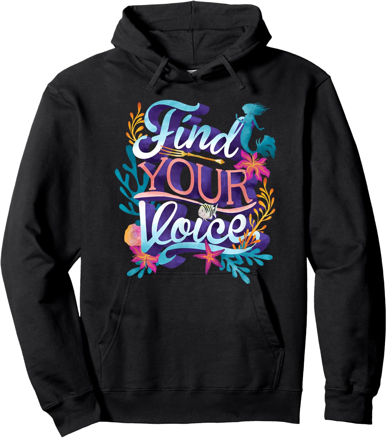 Disney The Little Mermaid Find Your Voice Quote Logo Hoodie - Hoodie | Black