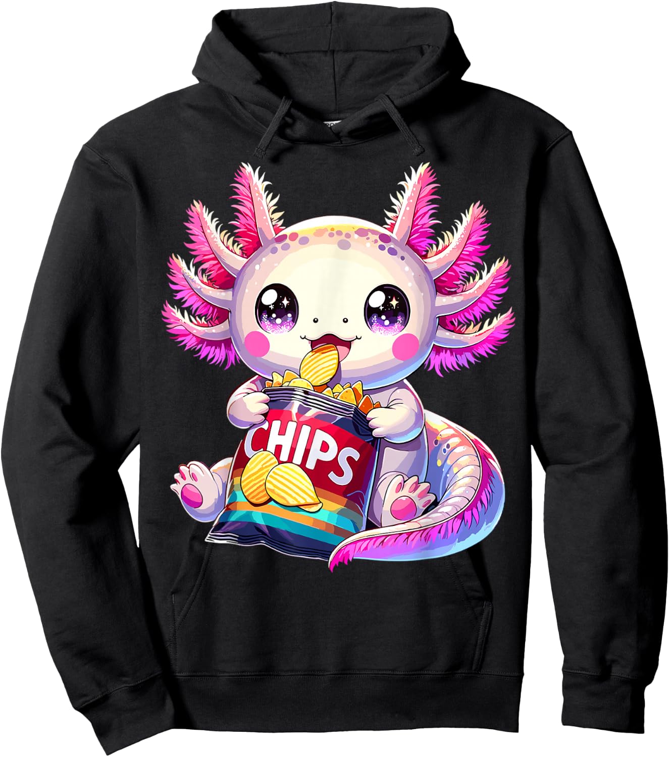 Axolotl Snaxolotl Anime Cute Kawaii Axolotl Hoodie - Hoodie | Black
