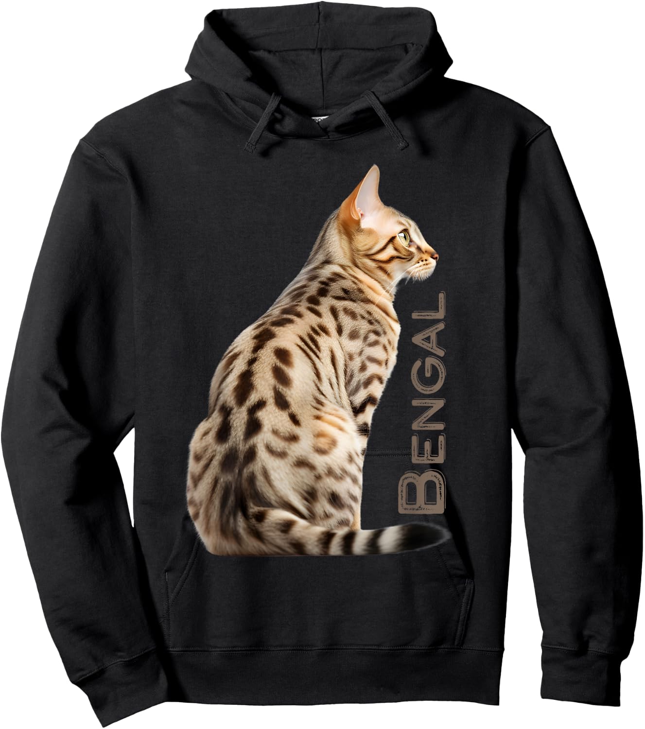 Bengal Breed Cat Dad Leopard Print Spotted Kitty Men Women Hoodie - Hoodie | Black