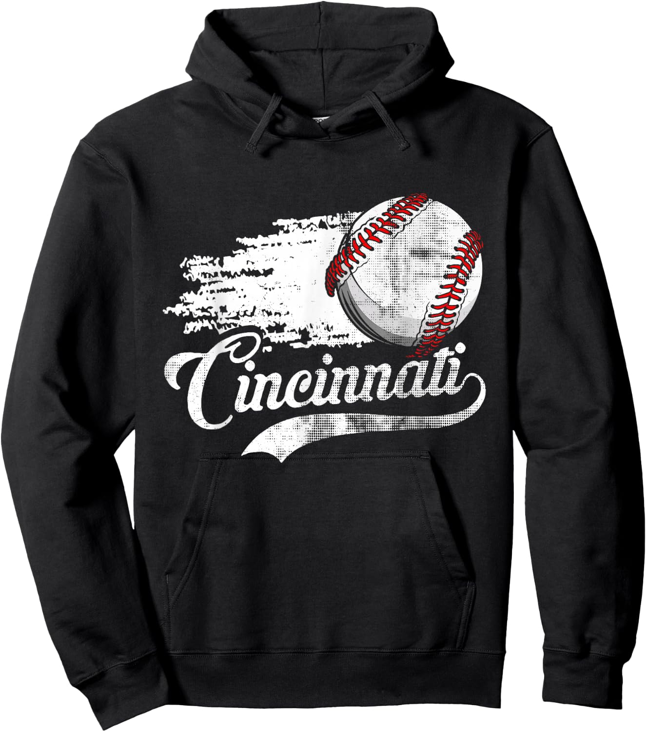 Vintage Cincinnati Funny Baseball Lovers Men Women Hoodie - Hoodie | Black