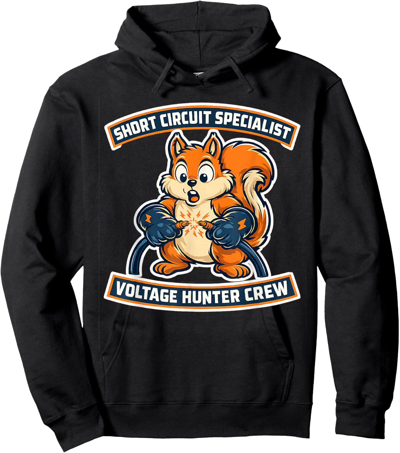 Cute Squirrel Short Circuit Specialist Electrician Art Hoodie - Hoodie | Black