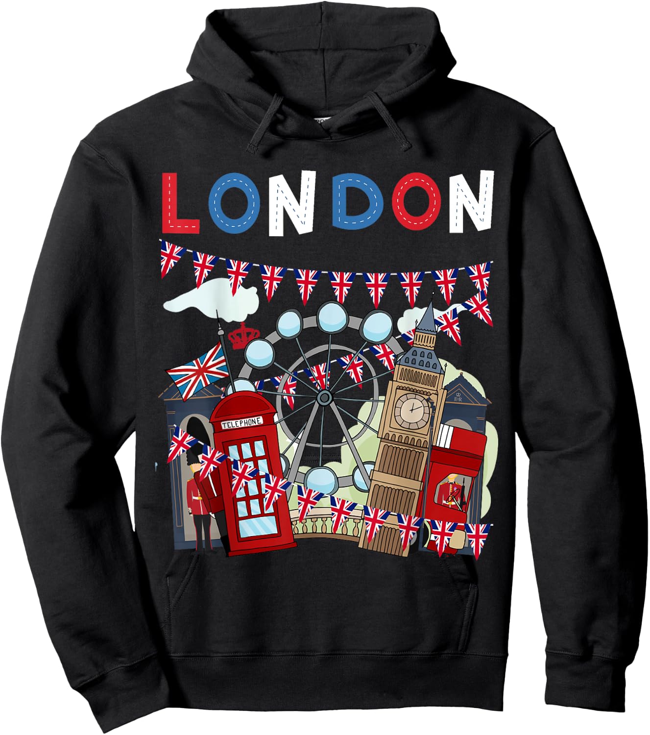 London Souvenirs Idea For Kids & British Memorabilia London Hoodie - Hoodie | Black