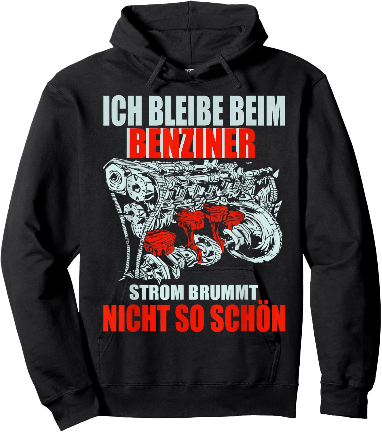 Anti Electric Car E-Car Petrol Engine Burner Motor , black Hoodie - Hoodie | Black