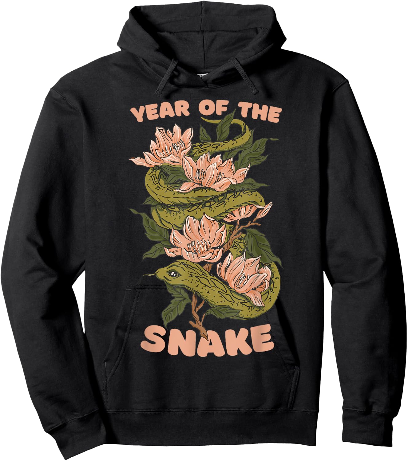 Celebrate Chinese New Year of the Snake 2025 Floral Flowers Hoodie - Hoodie | Black