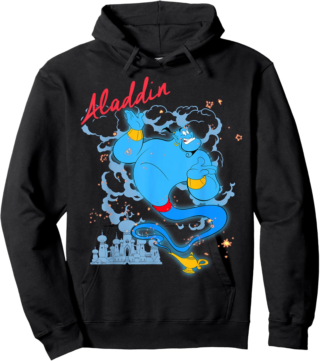 Portrait Title of Disney Cartoon Aladdin Genie , Black, S Hoodie - Hoodie | Black