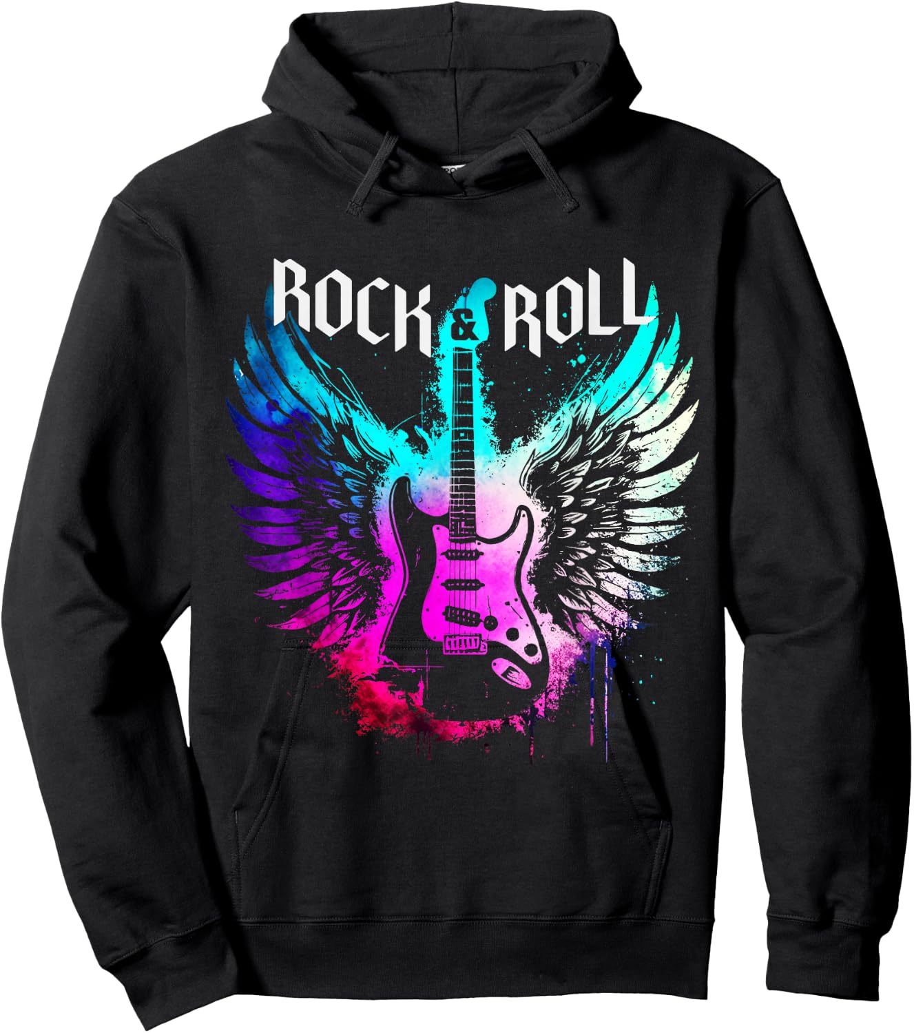 Cool Rock'n Roll Guitar Wings Music, Rock Band Concert Hoodie - Hoodie | Black
