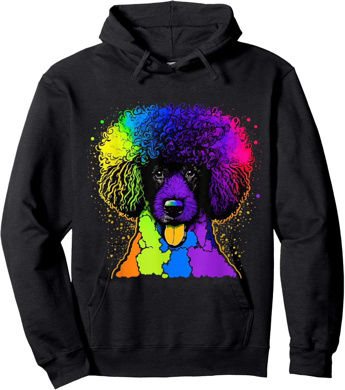 Poodle Dog Afro Colorful Watercolor Pop Art Tie Dye Hoodie - Hoodie | Black