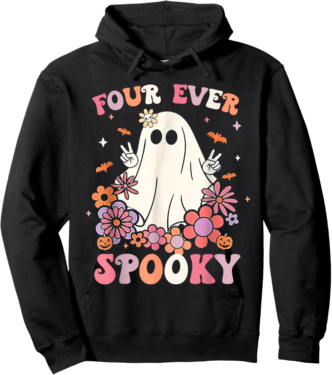 Four Ever Spooky Halloween 4th Birthday Party Decorations Hoodie - Hoodie | Black