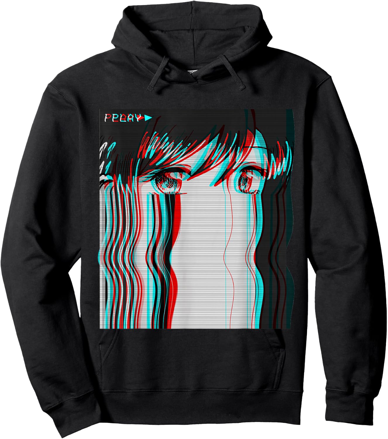 Vaporwave Aesthetic Sad Anime Girl Retro Eboy Egirl Harajuku Hoodie - Hoodie | Black