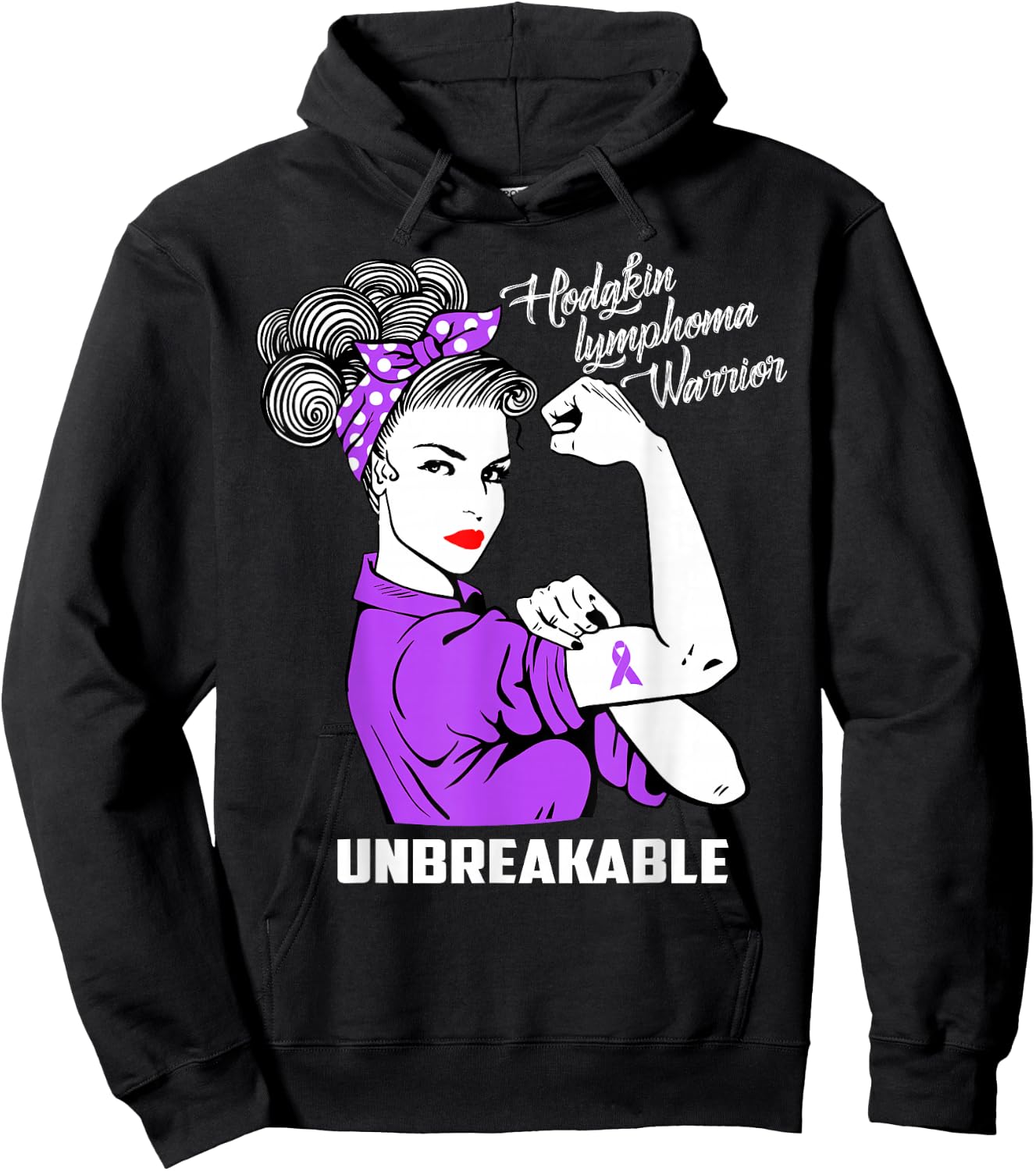 Hodgkin Lymphoma Warrior Unbreakable Awareness Gift Hoodie - Hoodie | Black
