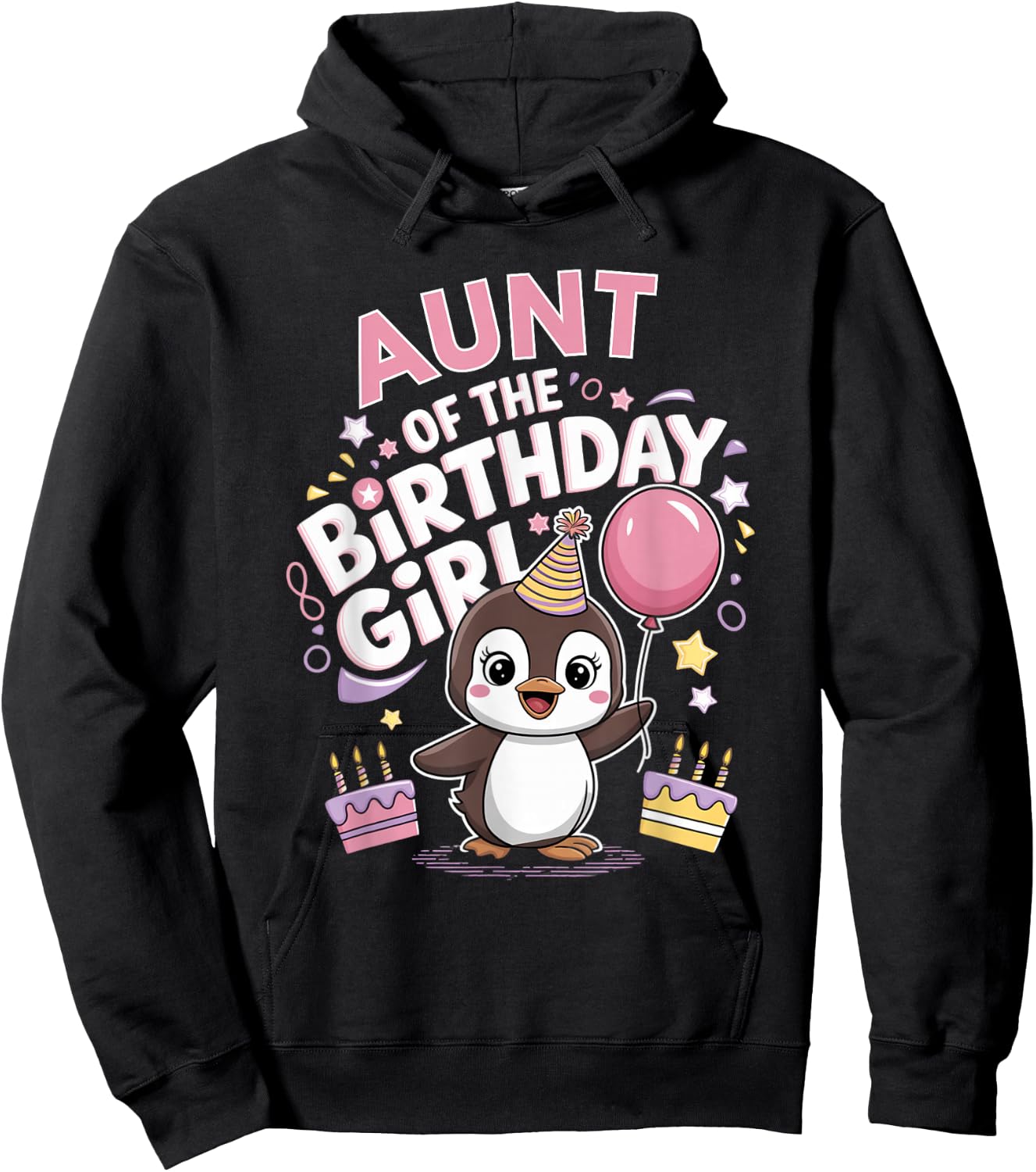 Aunt of the Birthday Girl Pesto Baby Penguin Party Hoodie - Hoodie | Black