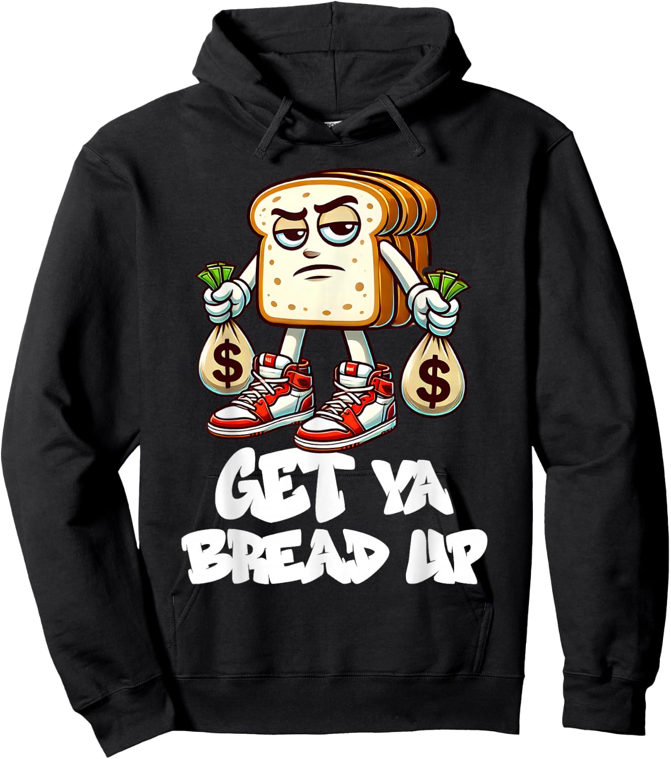 Hip Hop Get Ya Bread Up Urban Streetwear Money Bags Hustle Hoodie - Hoodie | Black