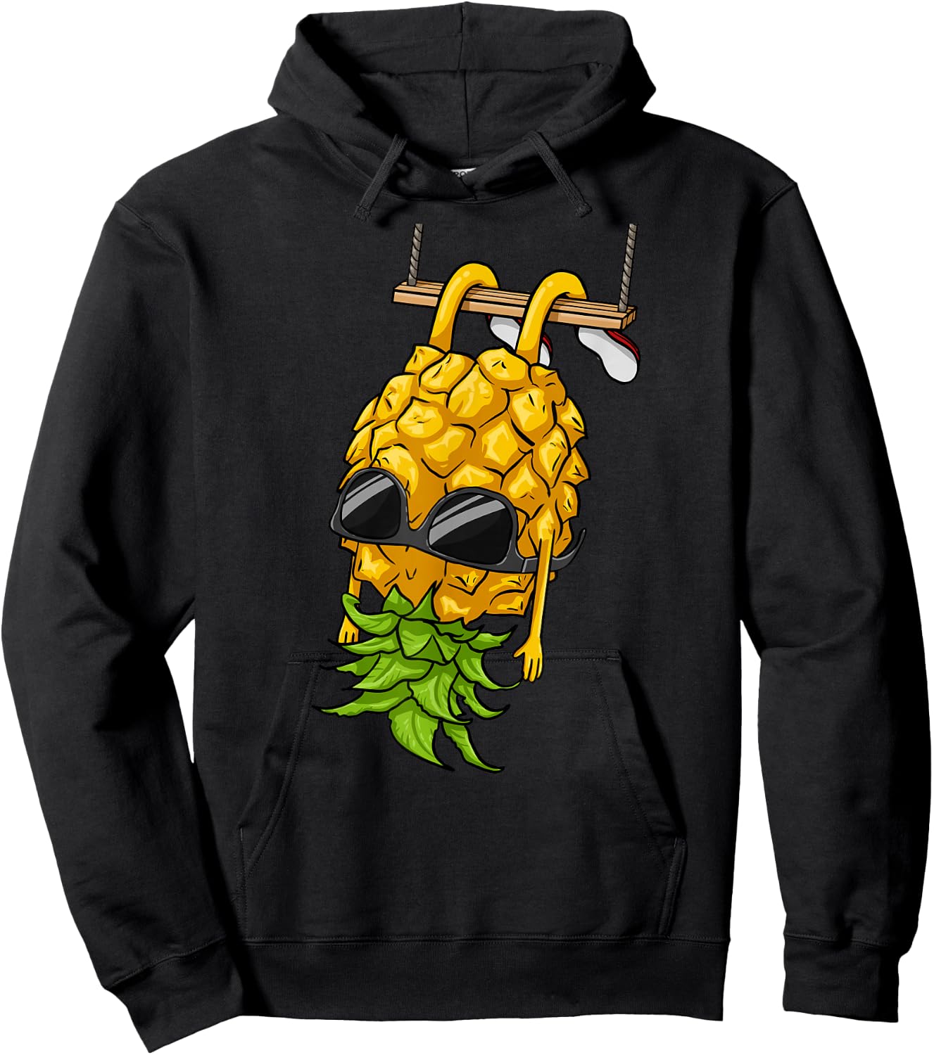 Swinging Pineapple Cartoon Swinger Upside Down Pineapple Hoodie - Hoodie | Black
