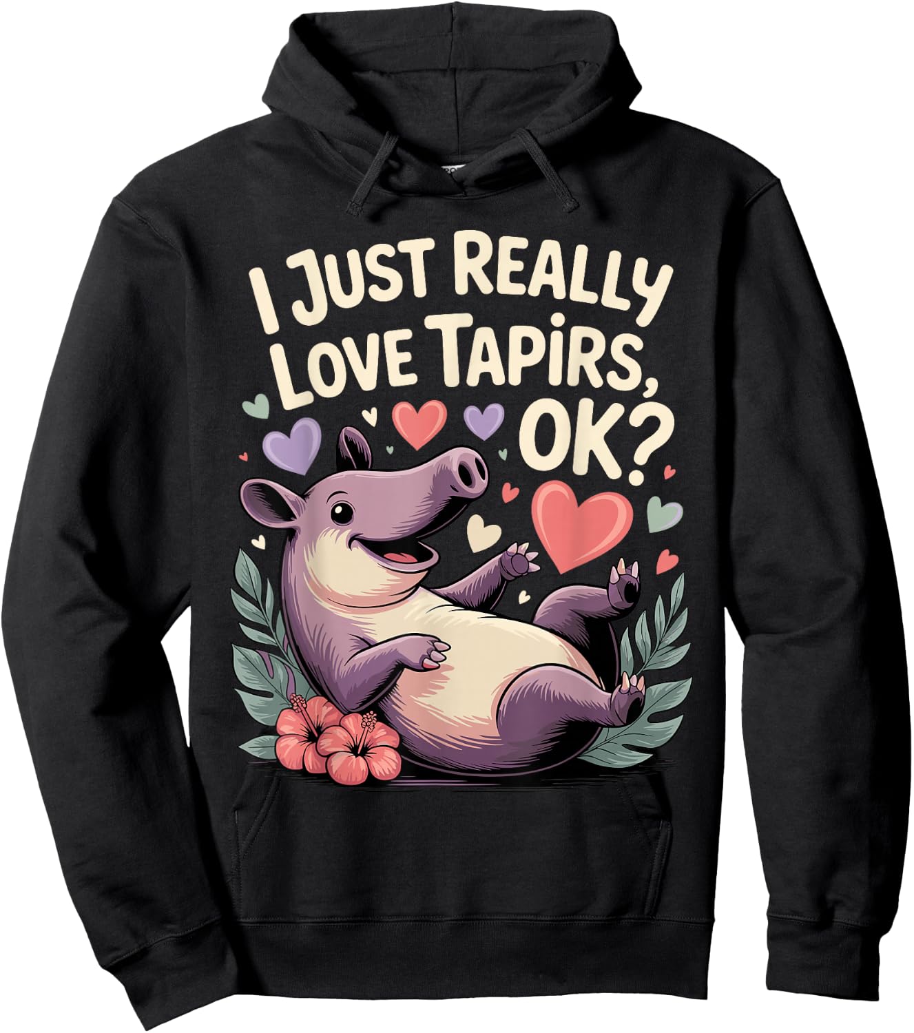 Cute Tapir Design Women Kids Animal Tapir Lovers Hoodie - Hoodie | Black