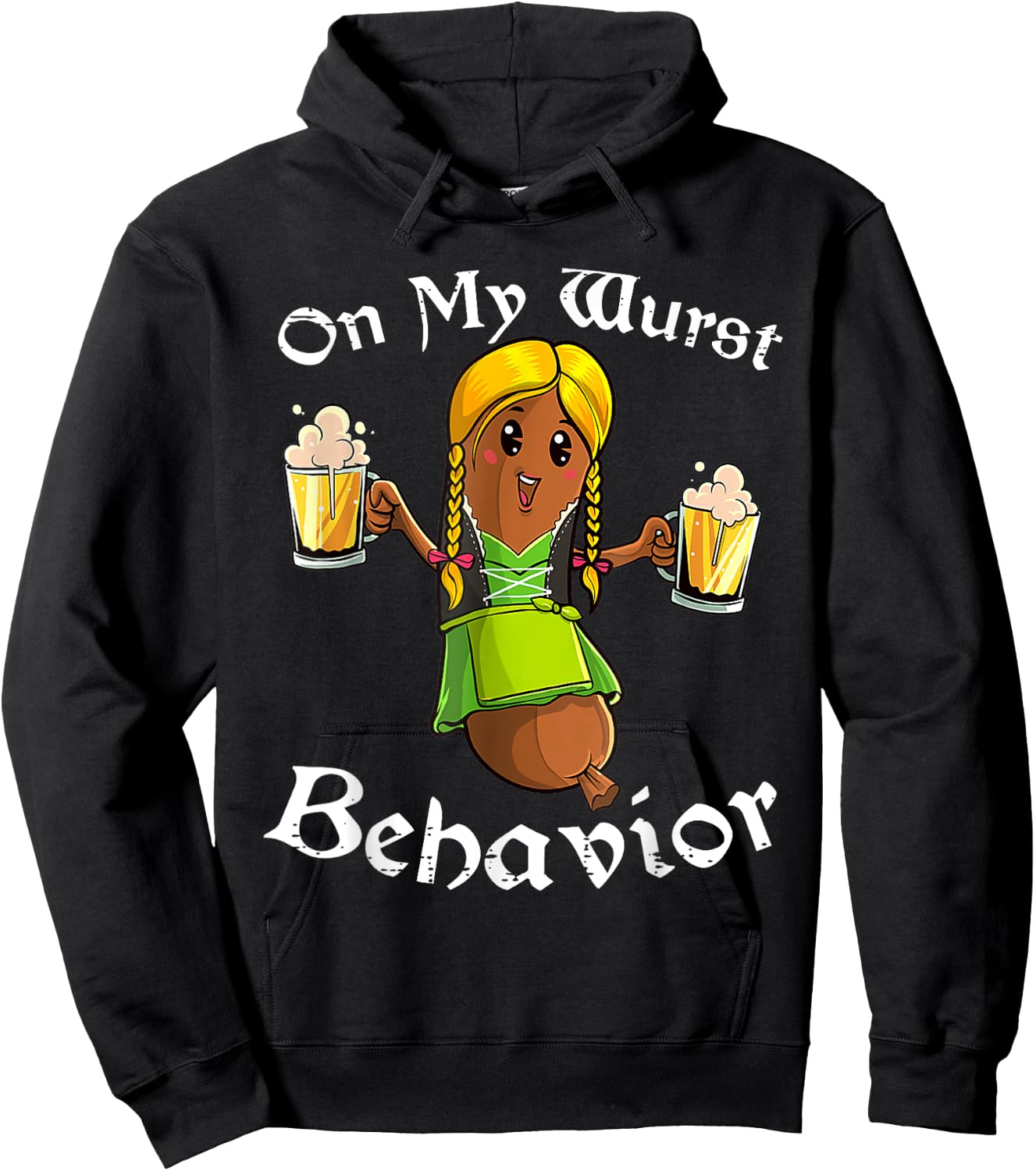 On My Wurst Behavior Shirt Oktoberfest German Funny Hoodie - Hoodie | Black