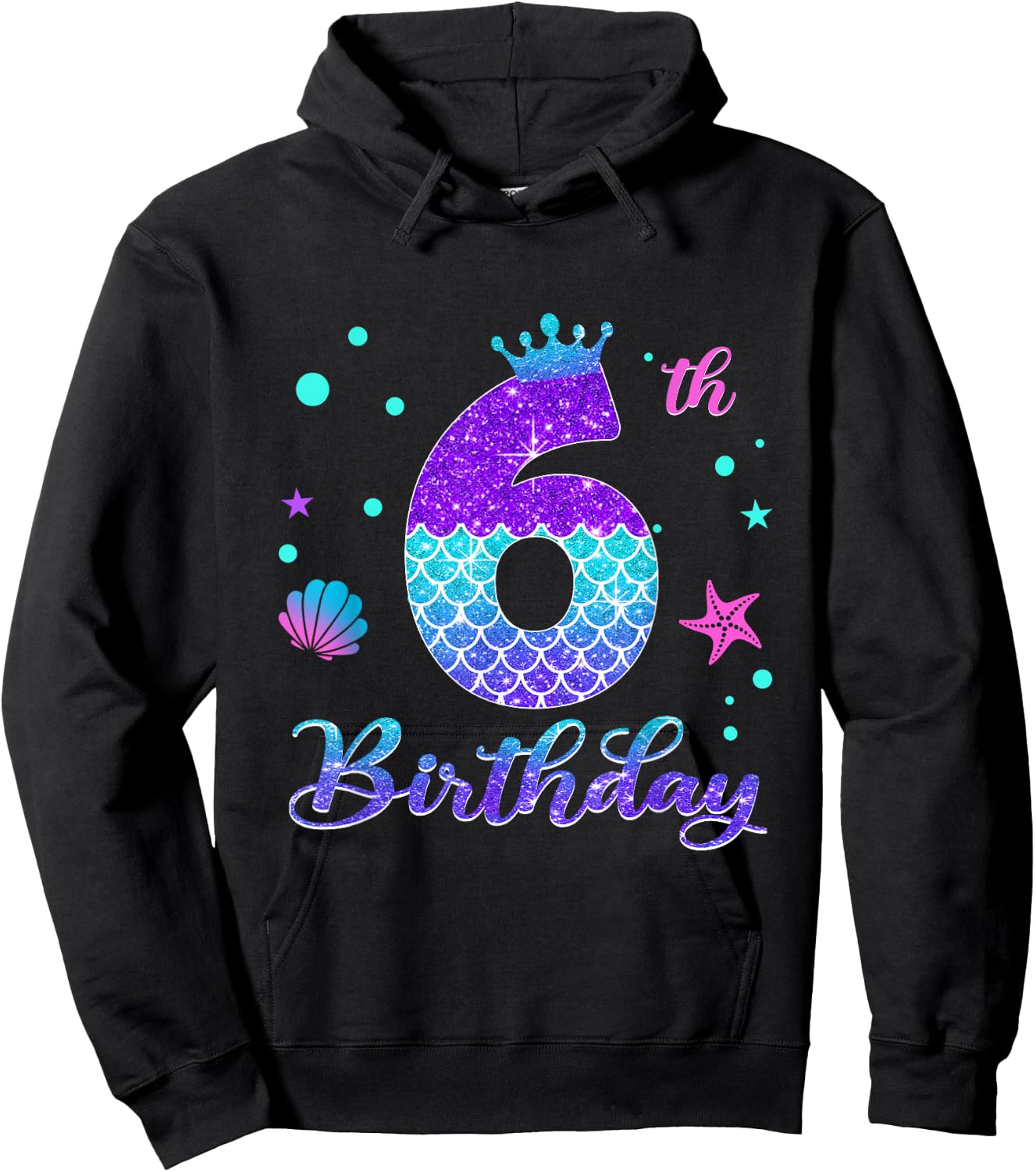 6th Birthday Girl Mermaid For 6 Years Old Mermazing Hoodie - Hoodie | Black
