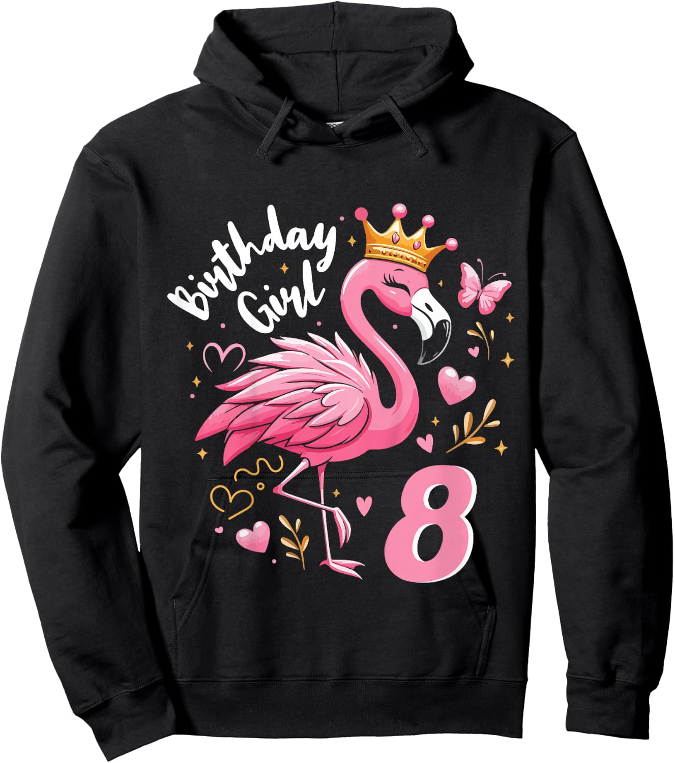 8. Geburtstag süßes Flamingo Mädchen 8 Jahre alt Niedlich Hoodie - Hoodie | Black