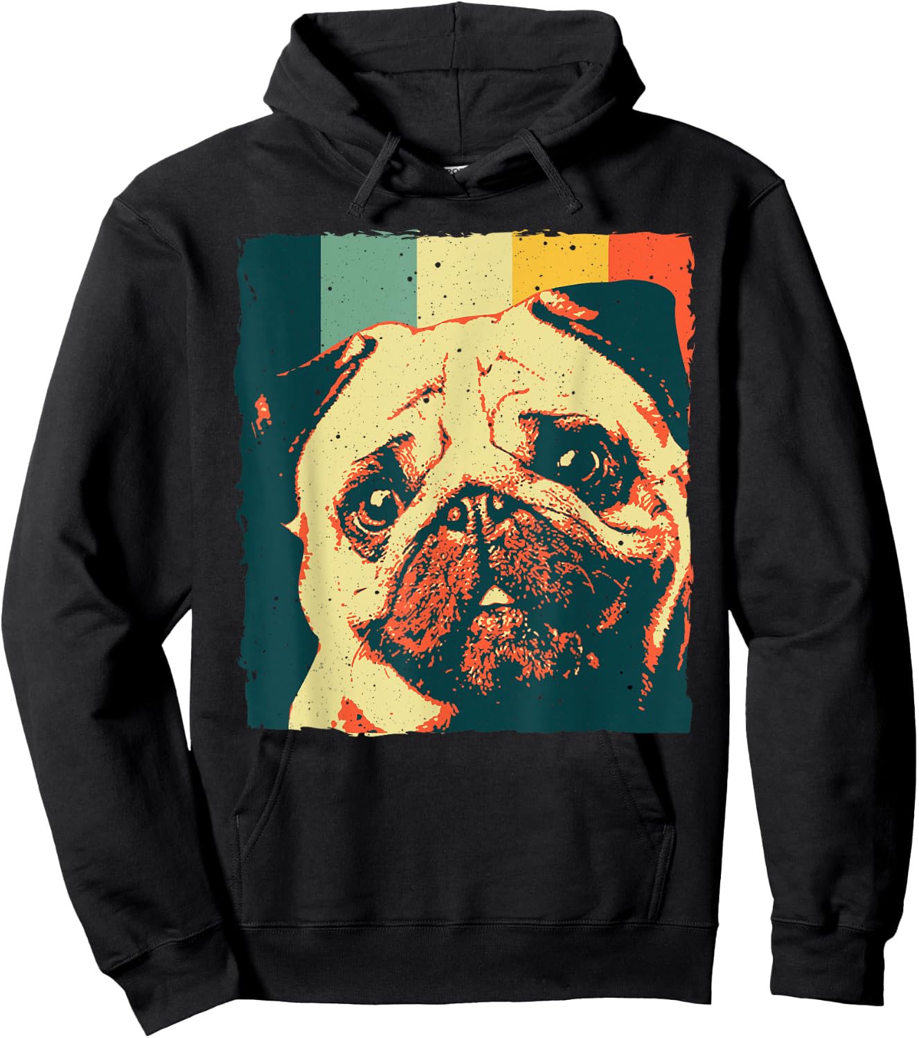 Cool Pug Women Black Pug Dog Lovers Vintage 80s 90s Hoodie - Hoodie | Black
