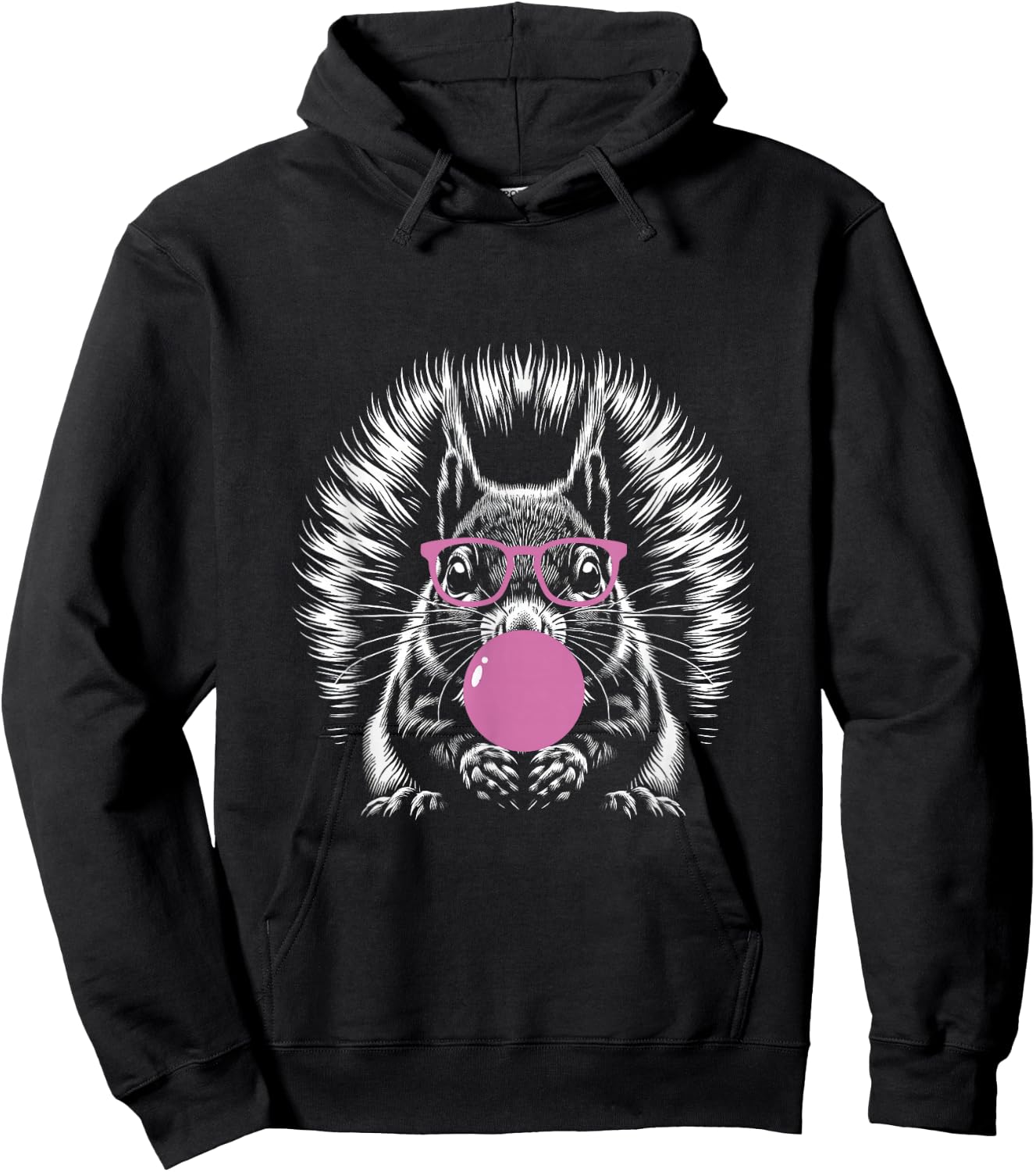 Cute Adorable Squirrel Blowing a Bubblegum Bubble Design Hoodie - Hoodie | Black