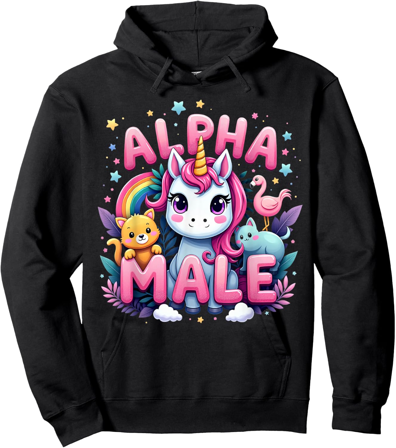 Funny Unicorn Alpha Cute Unicorn Meme Male Men or Women Hoodie - Hoodie | Black