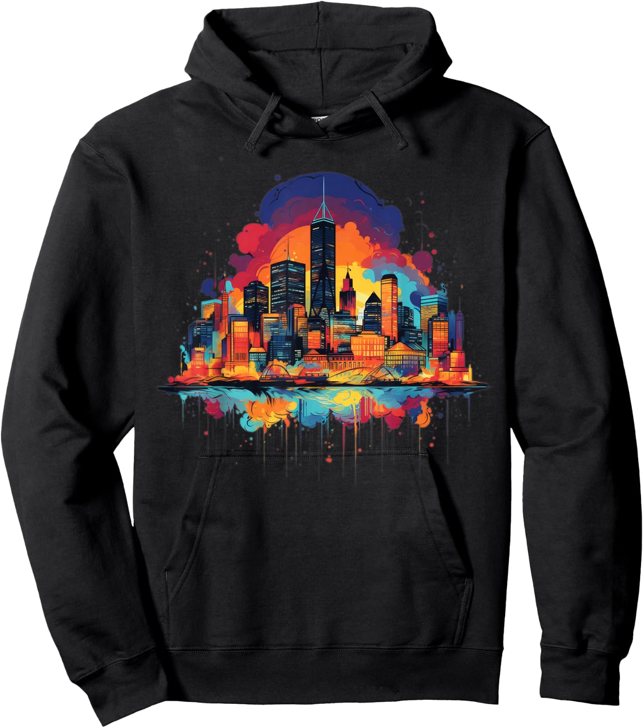 Boston City Skyline Colorful Art Women Hoodie - Hoodie | Black