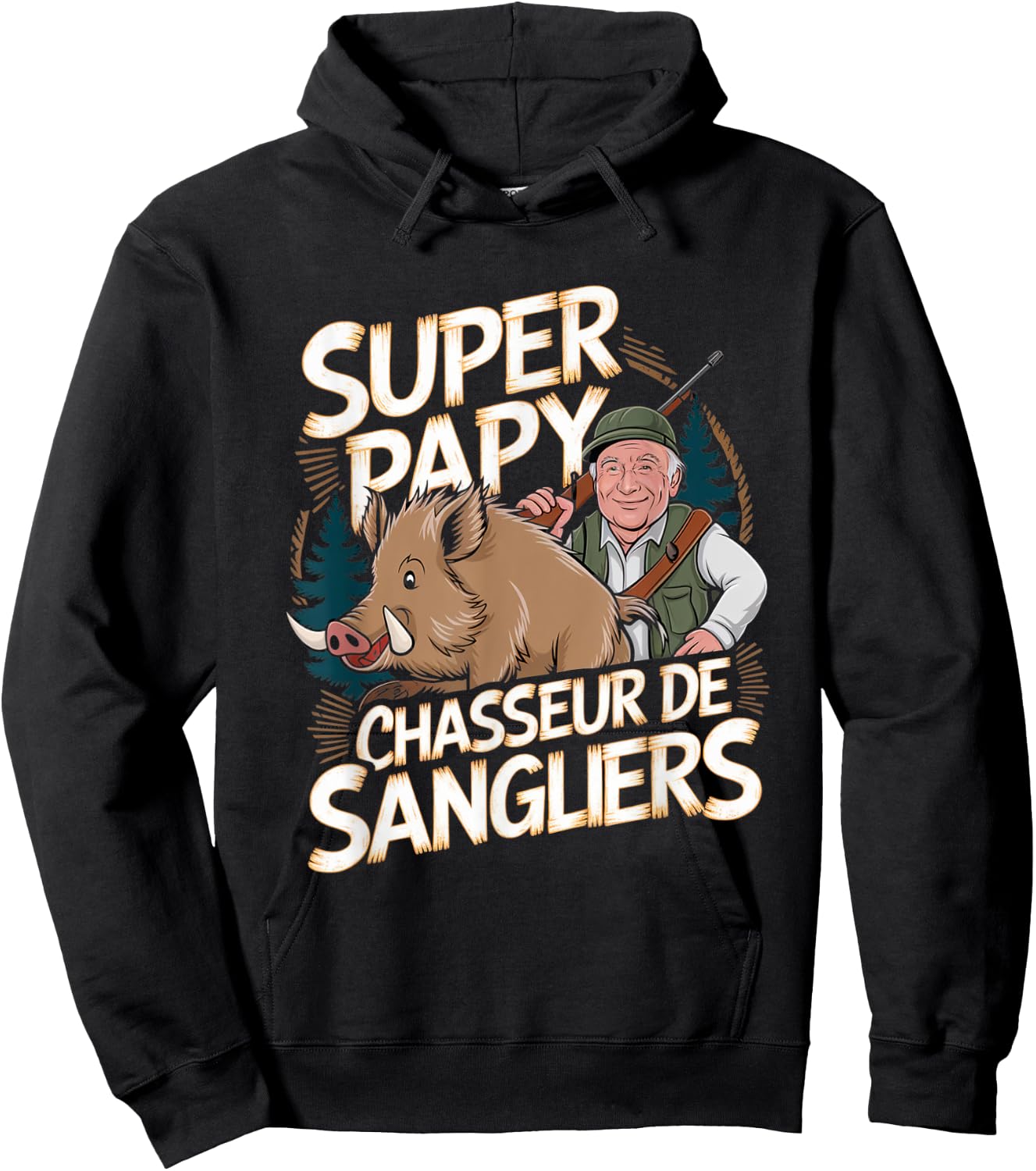 Gift Super Grandpa Boar Hunter Retirement Hunting , Black, S Hoodie - Hoodie | Black