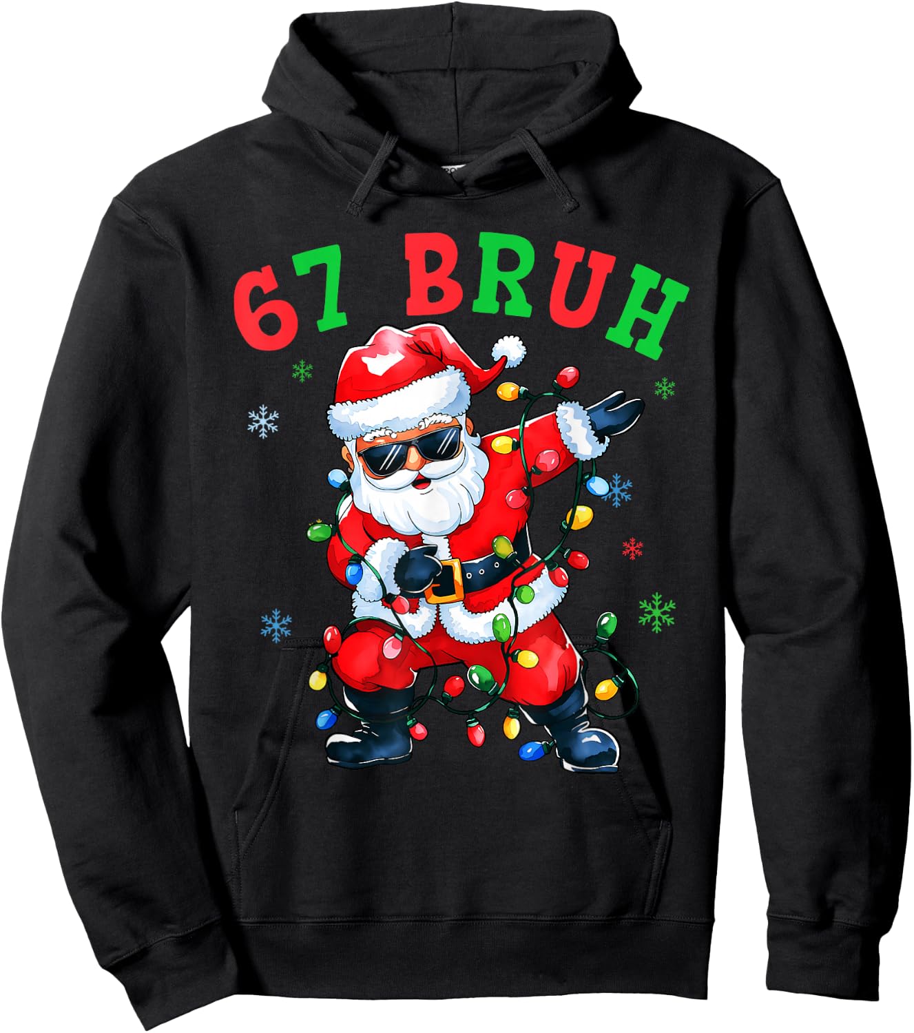 67 Christmas Funny Six Seven Bruh Meme 67 Santa Dabbing Xmas Hoodie - Hoodie | Black