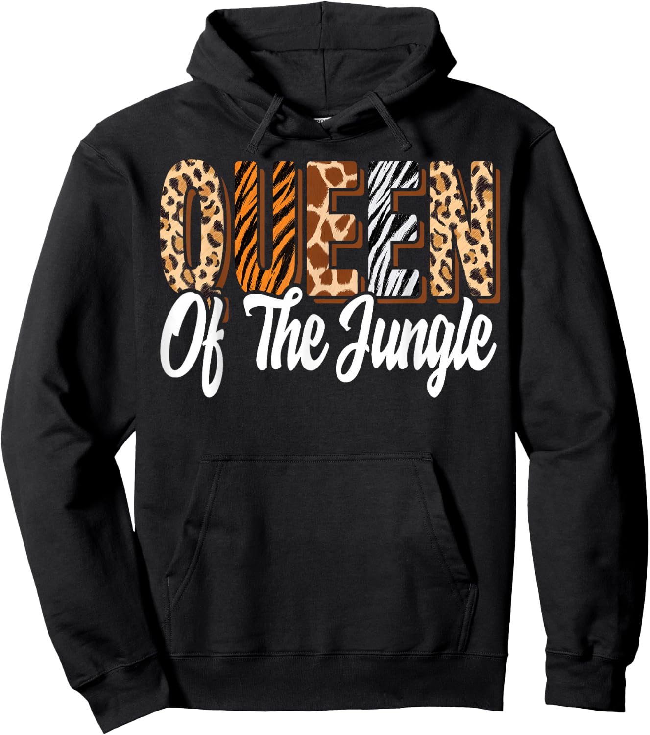 Queen of the Jungle Zoo Birthday Safari Jungle Animal , black Hoodie - Hoodie | Black