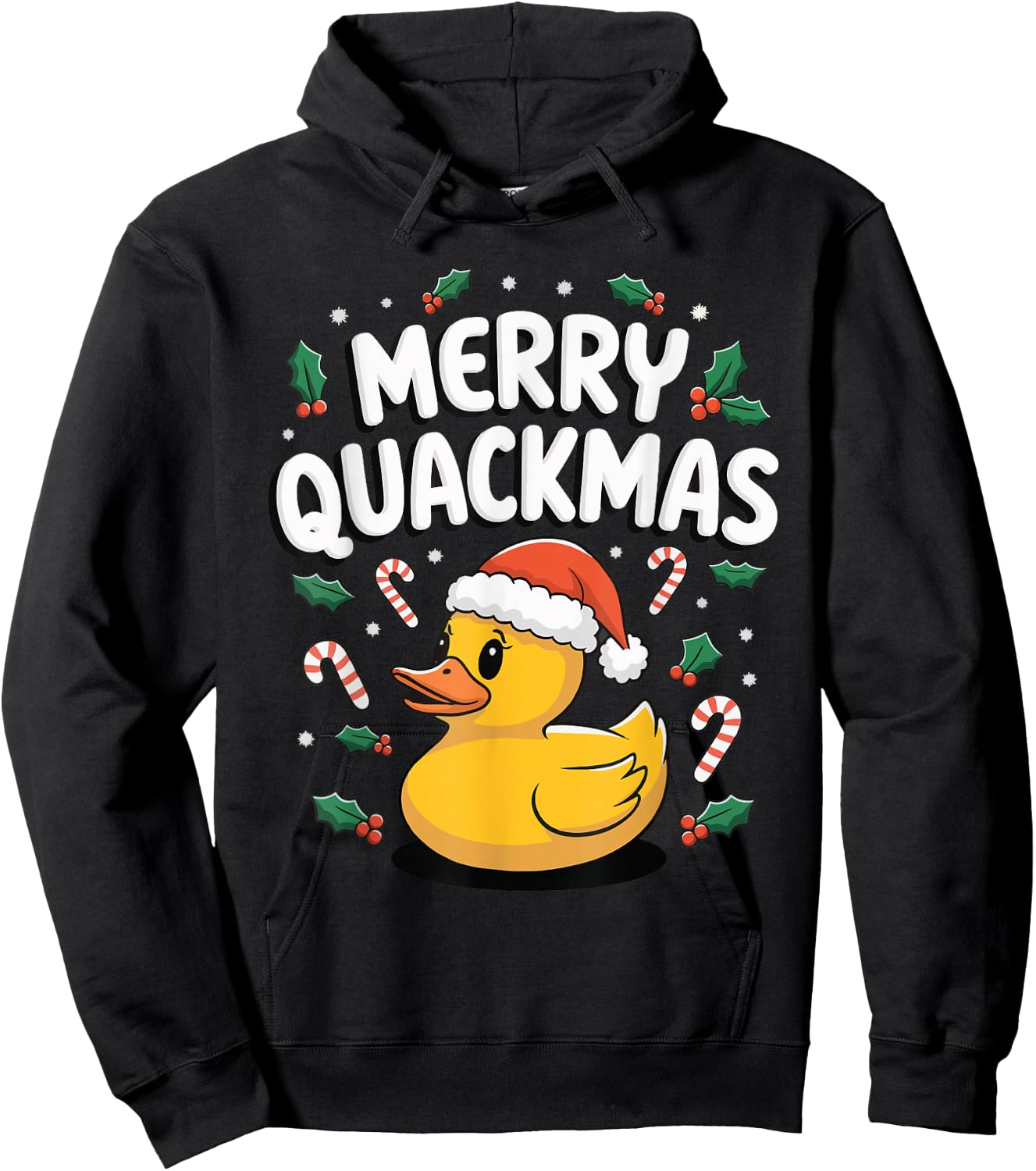 Merry Quackmas Christmas Rubber Duck Hoodie - Hoodie | Black