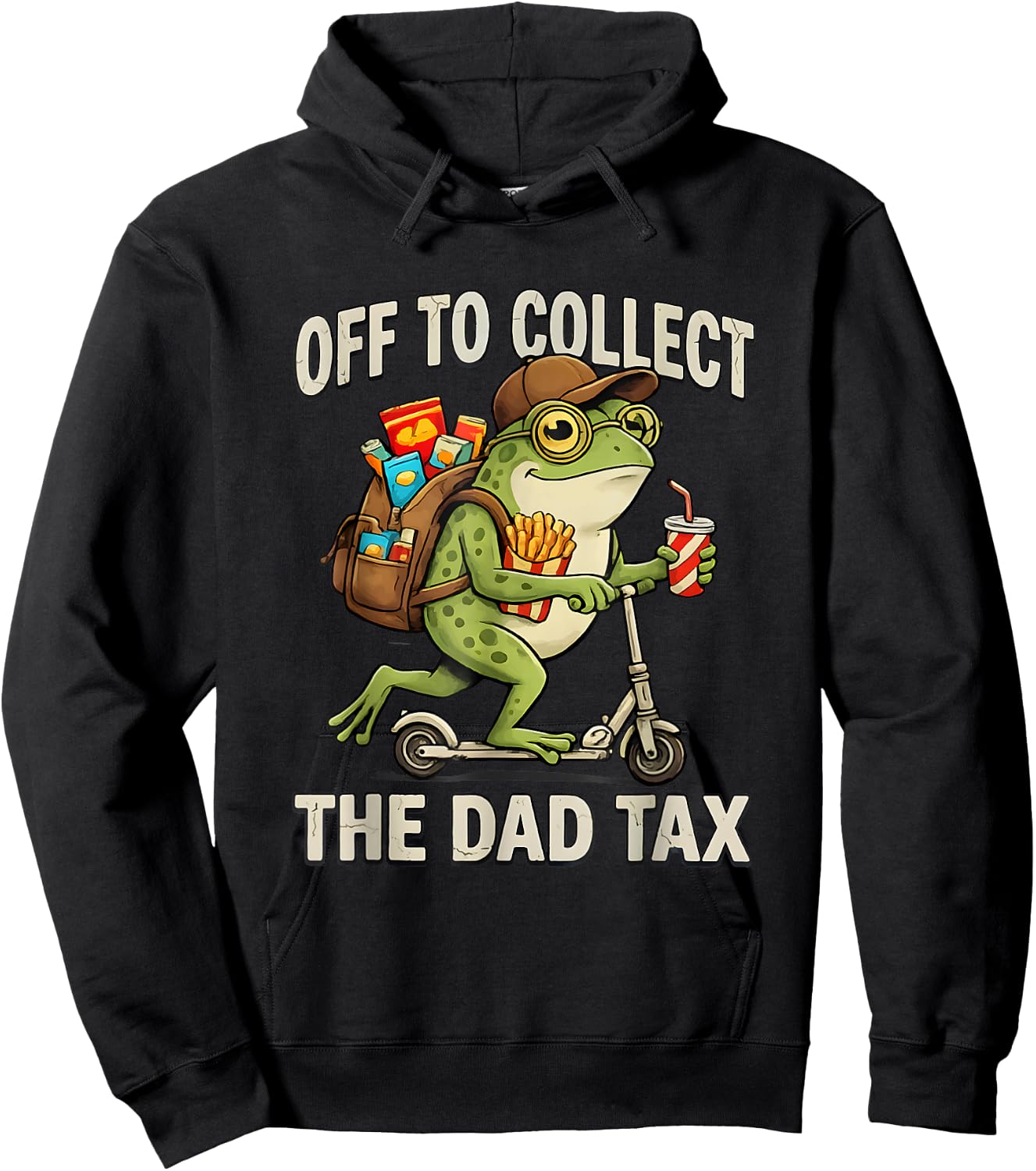 Off to Collect The Dad Tax Funny Frog Dad Tax Father's Day Hoodie - Hoodie | Black