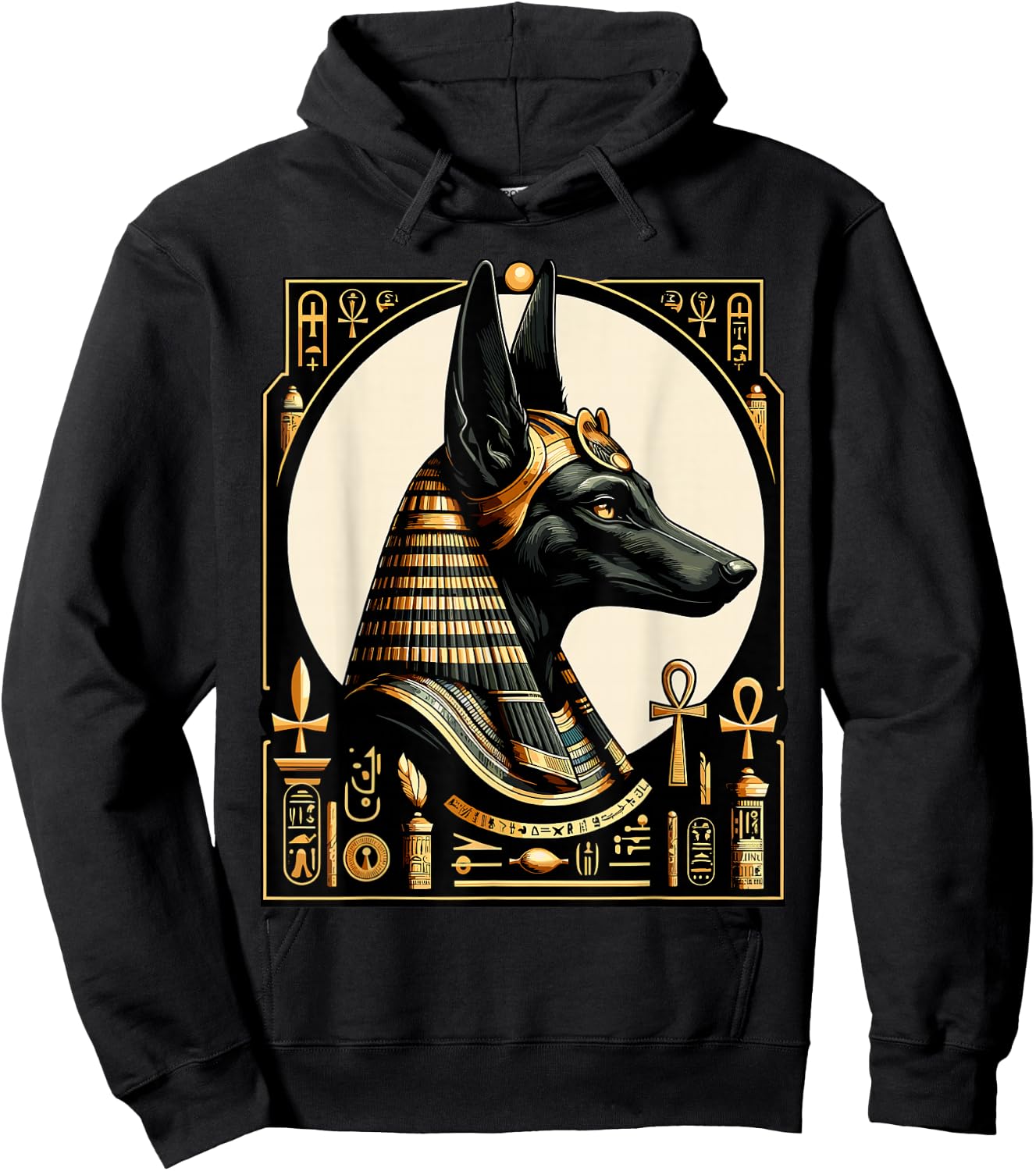 Streetwear 80s 90s Egypt Retro Egyptian God Anubis , black Hoodie - Hoodie | Black