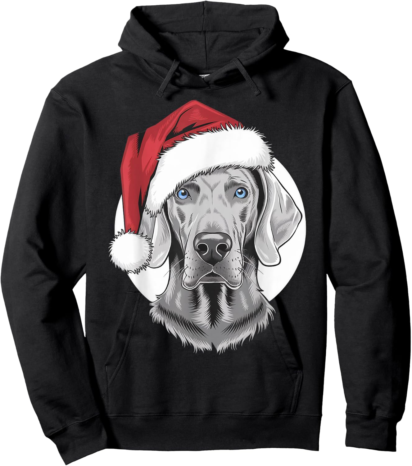 Joyful Weim Santa Dog on Weimaraner Christmas Hoodie - Hoodie | Black