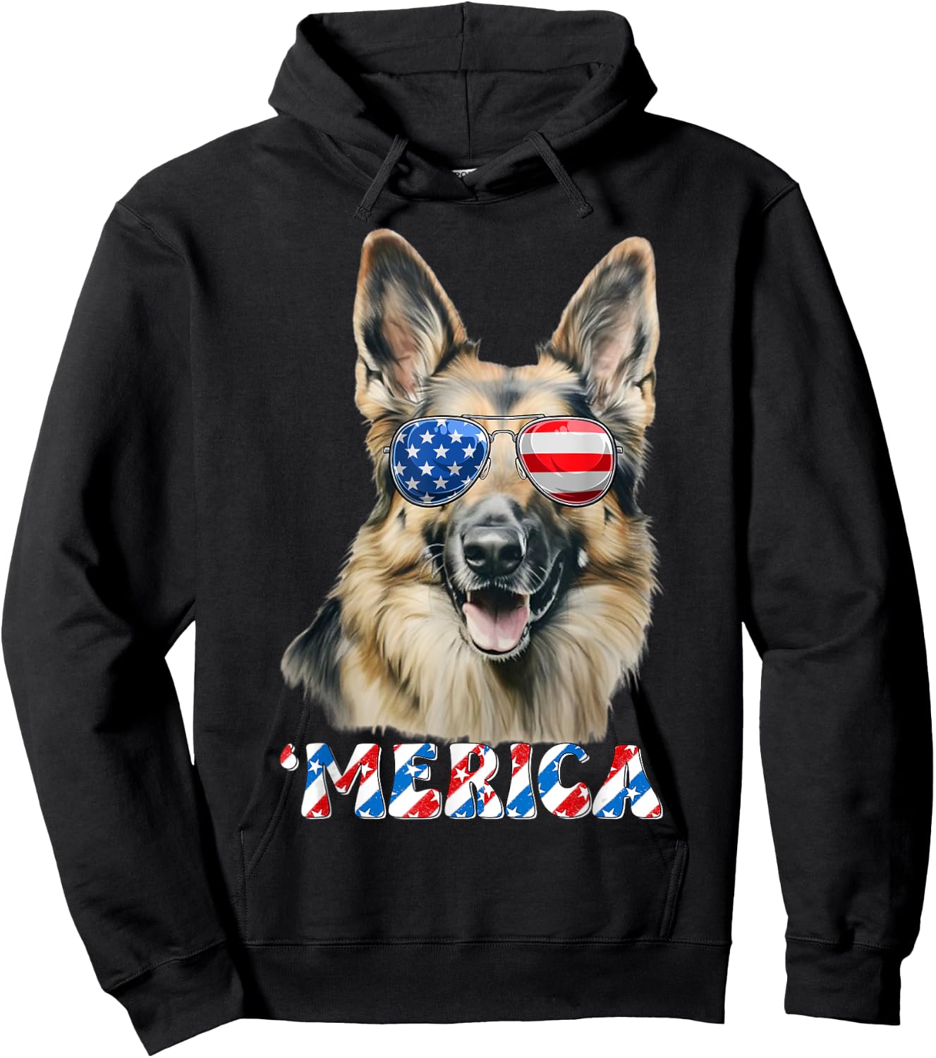 German Shepherd Dog Merica US Flag 4Th Of July Patriotic Hoodie - Hoodie | Black