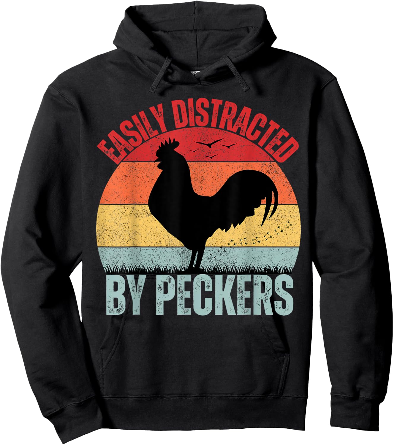Funny Chicken Lover Farmer Easily Distracted By Peckers Hoodie - Hoodie | Black