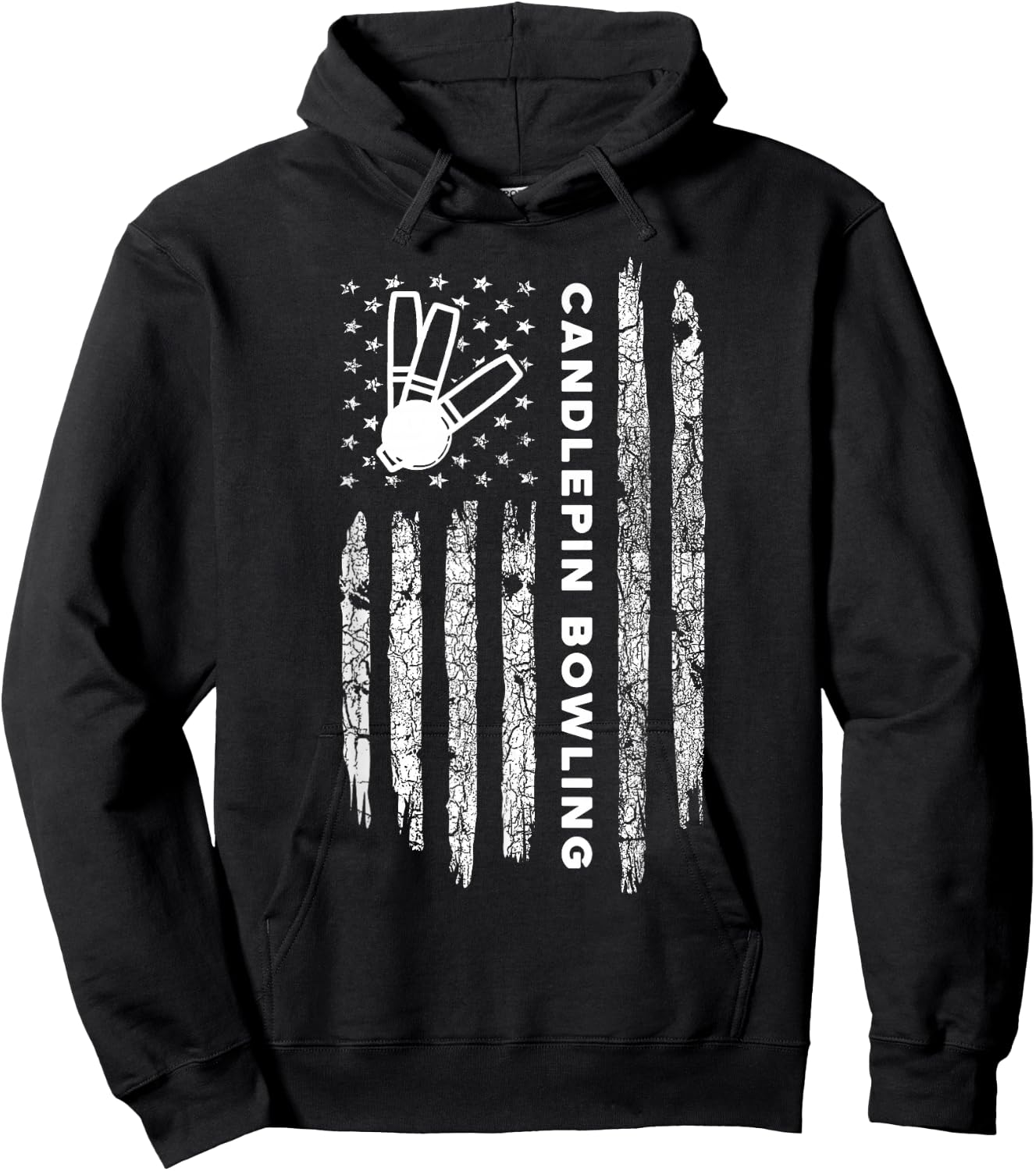 American Flag Candlepin Bowling - Vintage Candlepin Bowling Hoodie - Hoodie | Black