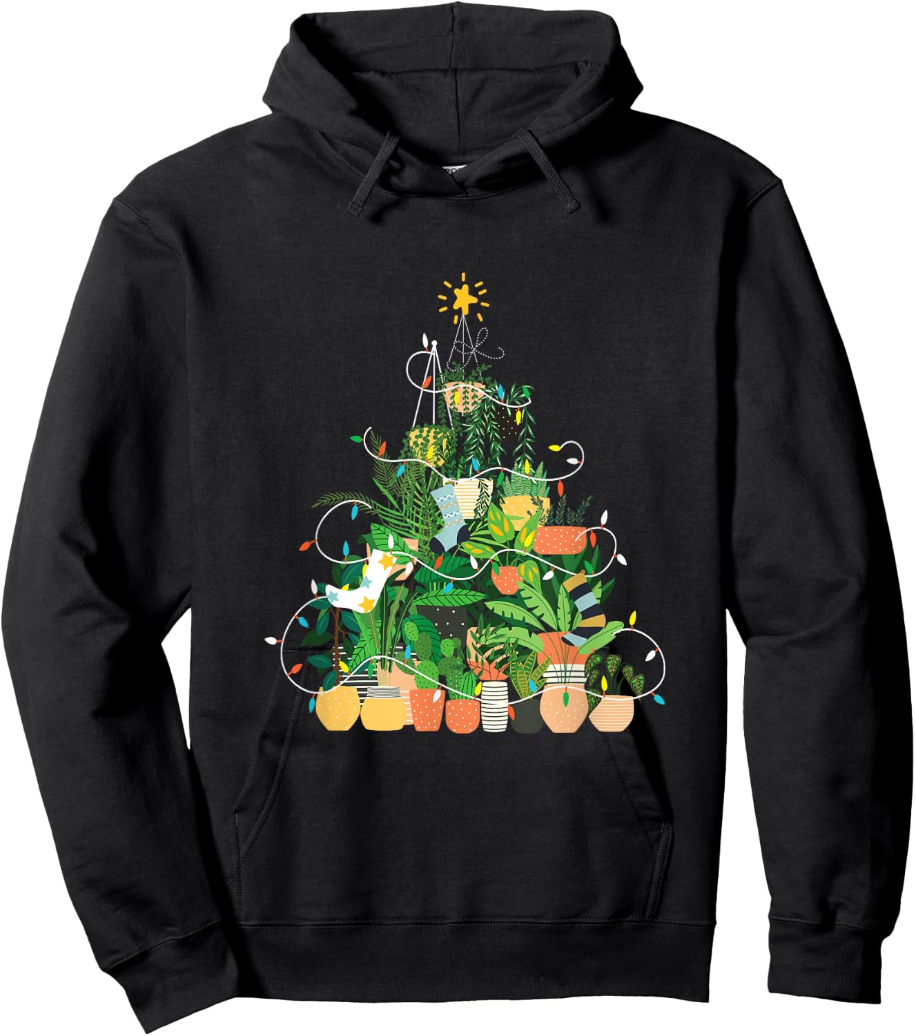 Gardening Potted Plant Christmas Tree Hoodie - Hoodie | Black