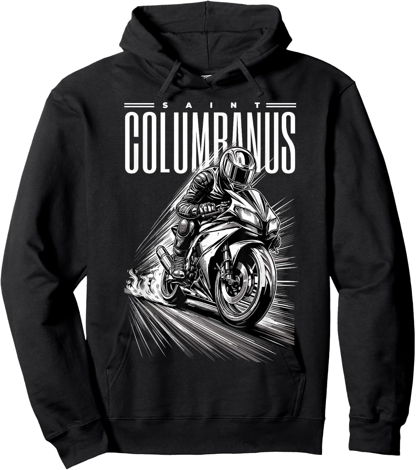 Saint Columban Patron of Motorcyclists Motorcycles , Black, S Hoodie - Hoodie | Black