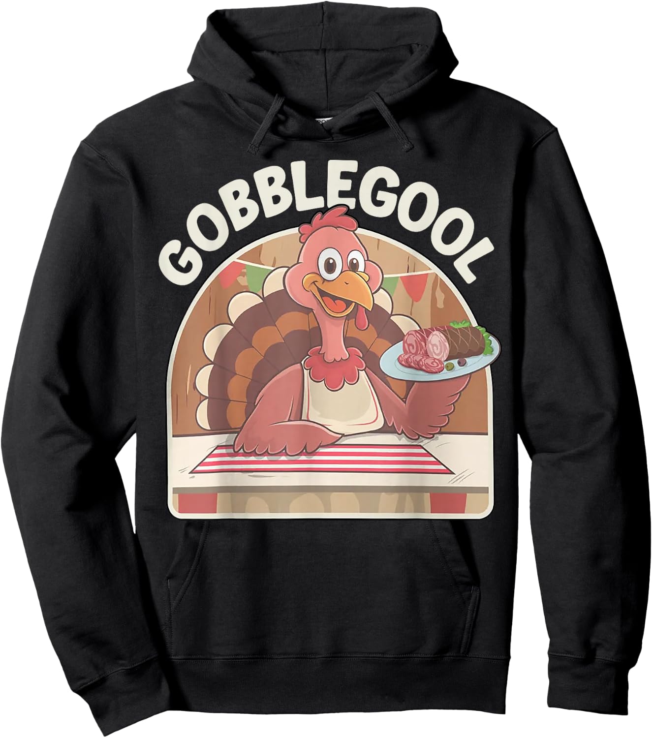 Adults Thanksgiving - Black, Small, Short Sleeve Hoodie - Hoodie | Black