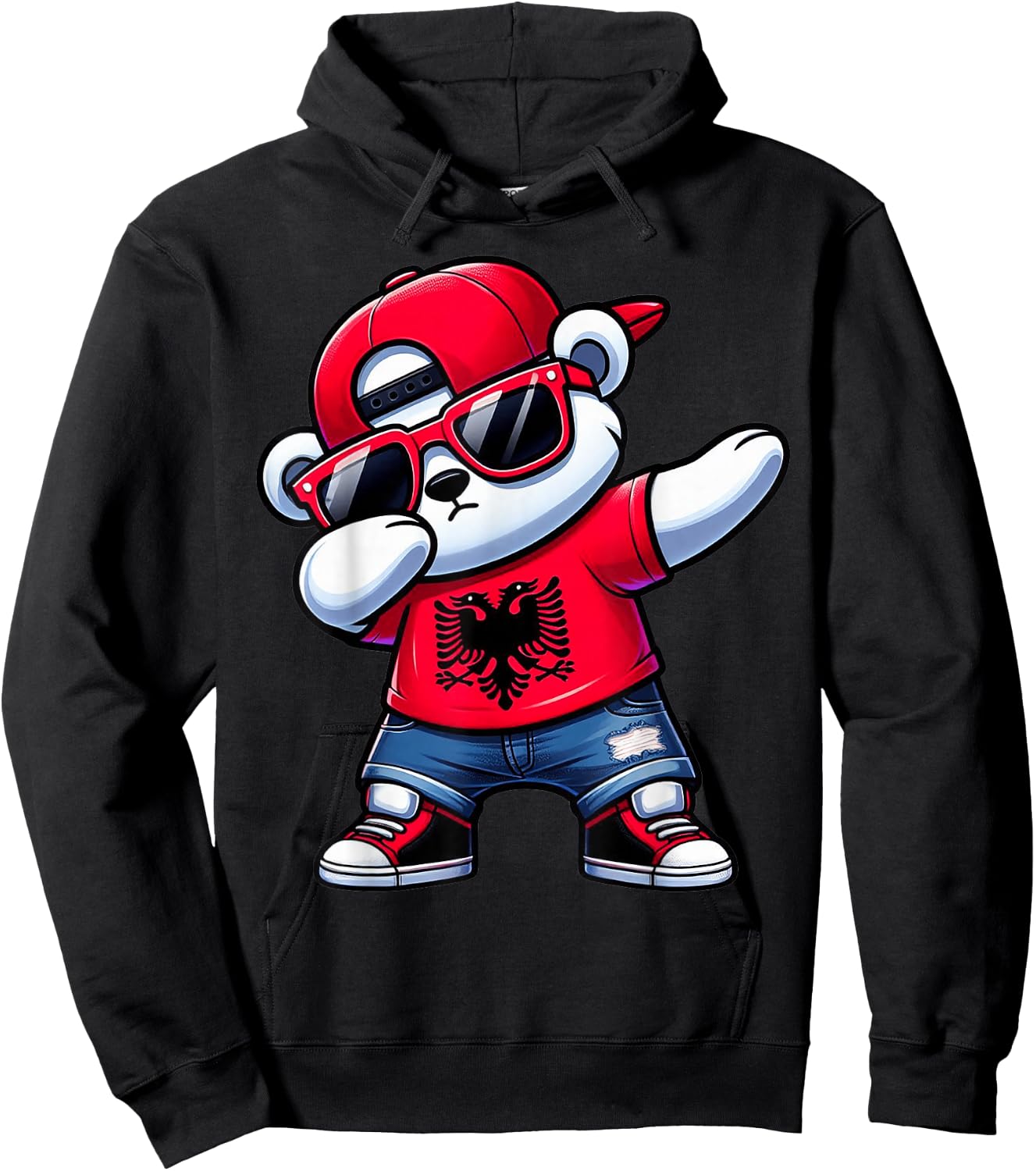 Albanian Bear Albania Dabbing Boys Kids 2024 , black Hoodie - Hoodie | Black