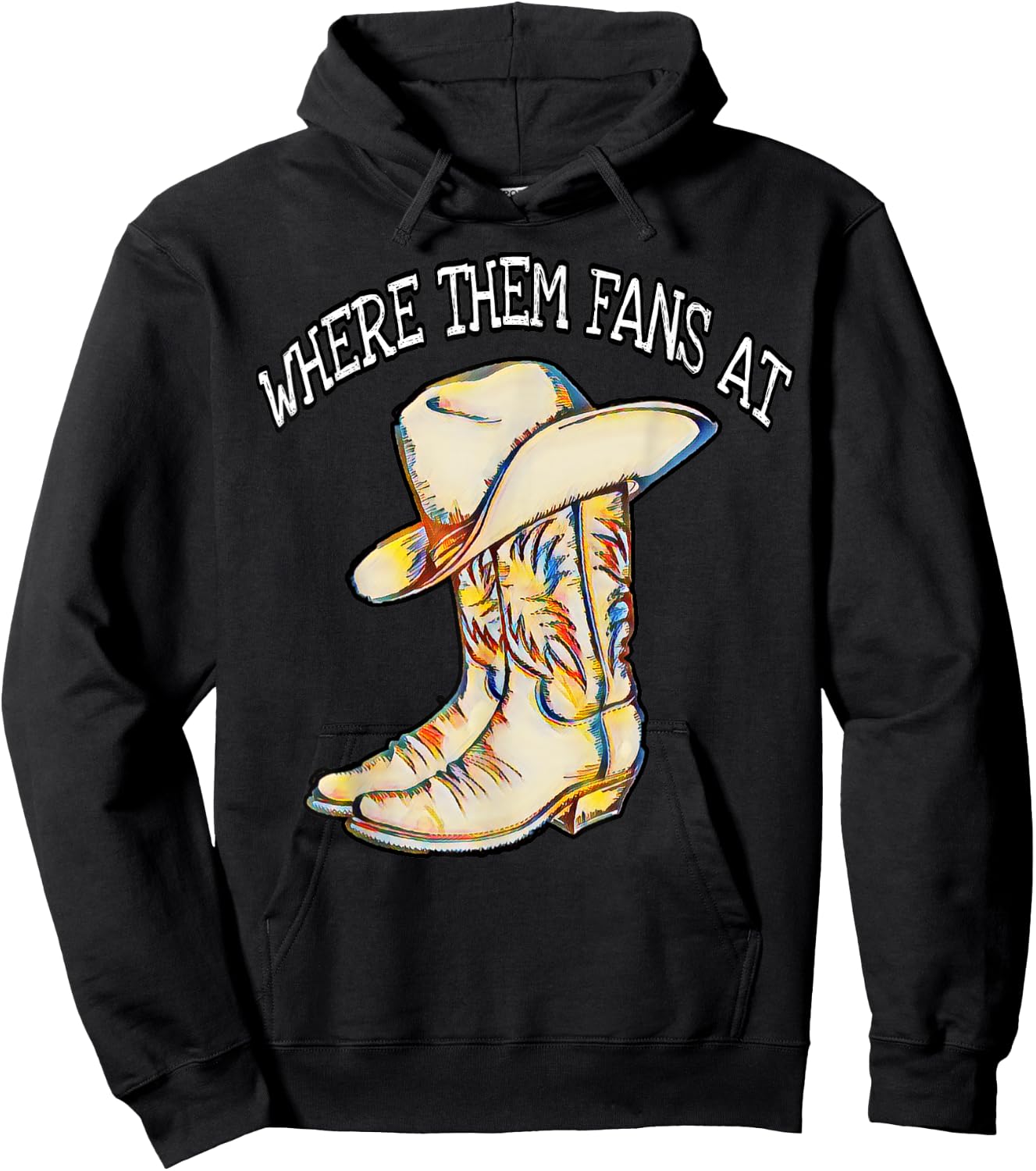 Popular Line Dance Song with Cowboy Hat & Boots Popping Fans Hoodie - Hoodie | Black