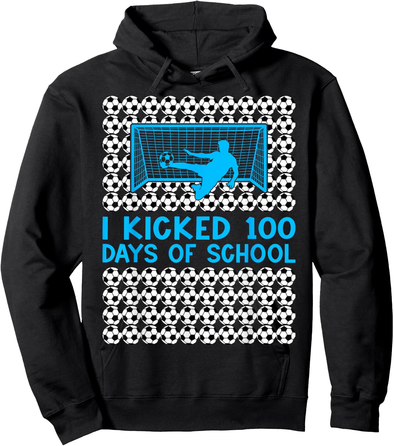 100 Days Of School Soccer 100th Day Of School For Boys Kids Hoodie - Hoodie | Black