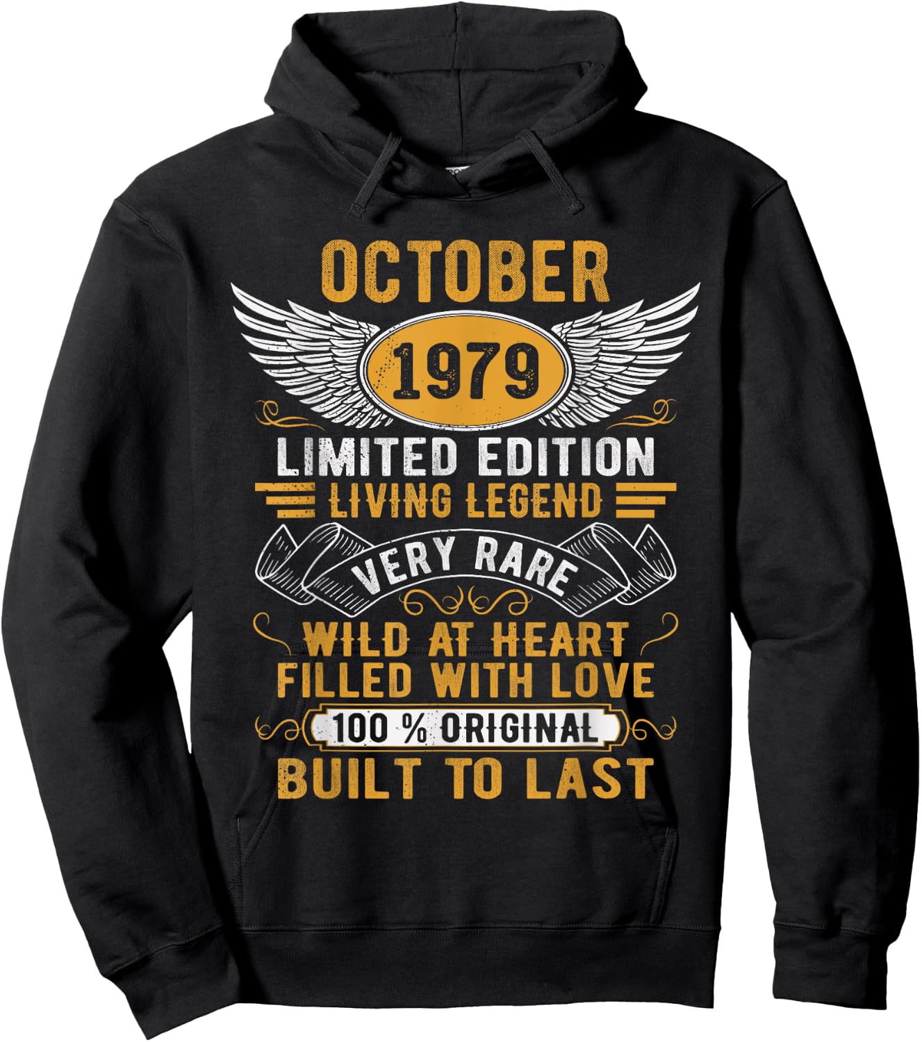Legend Born In October 1979 Vintage Birthday Hoodie - Hoodie | Black
