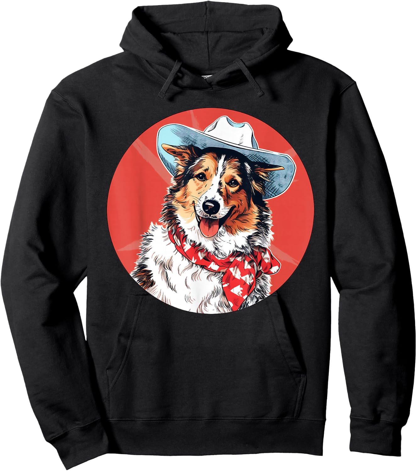 Shetland Sheepdog Cowboy Funny Dog Wild West Hoodie - Hoodie | Black