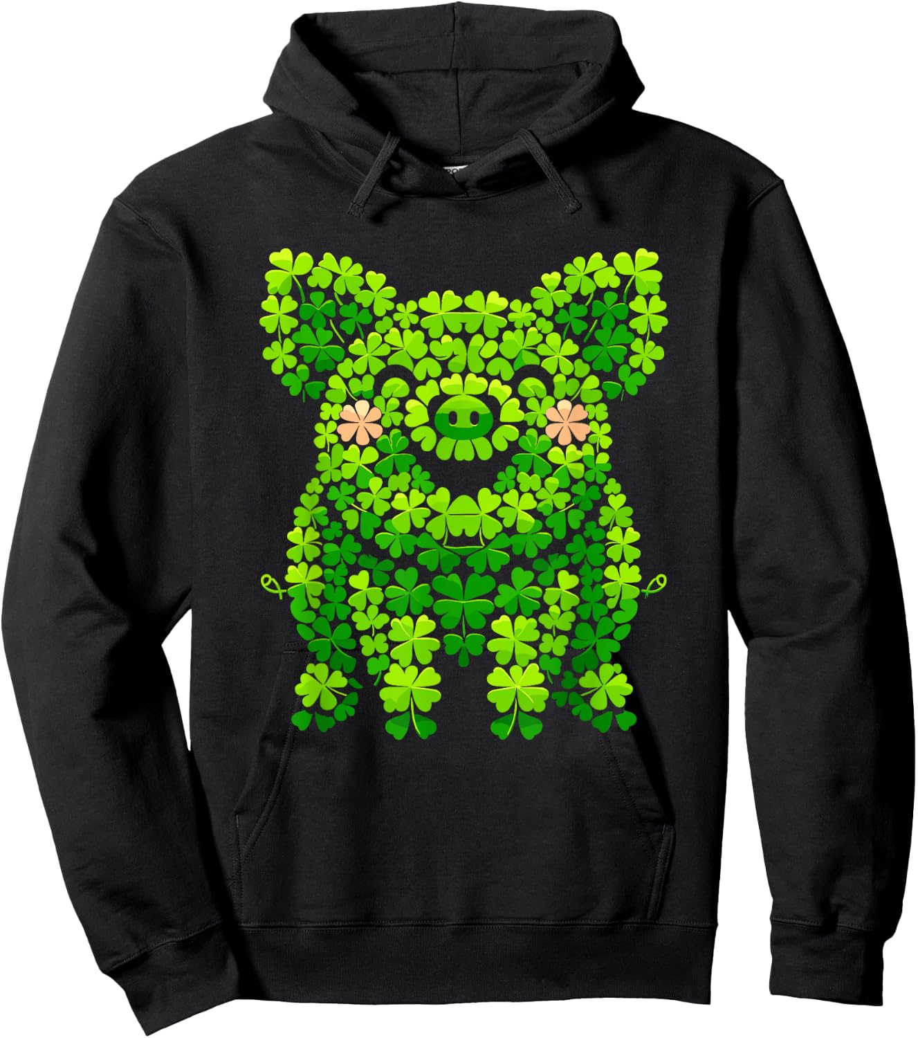 Pig Shamrocks Kids St Patricks Day Pig Hoodie - Hoodie | Black