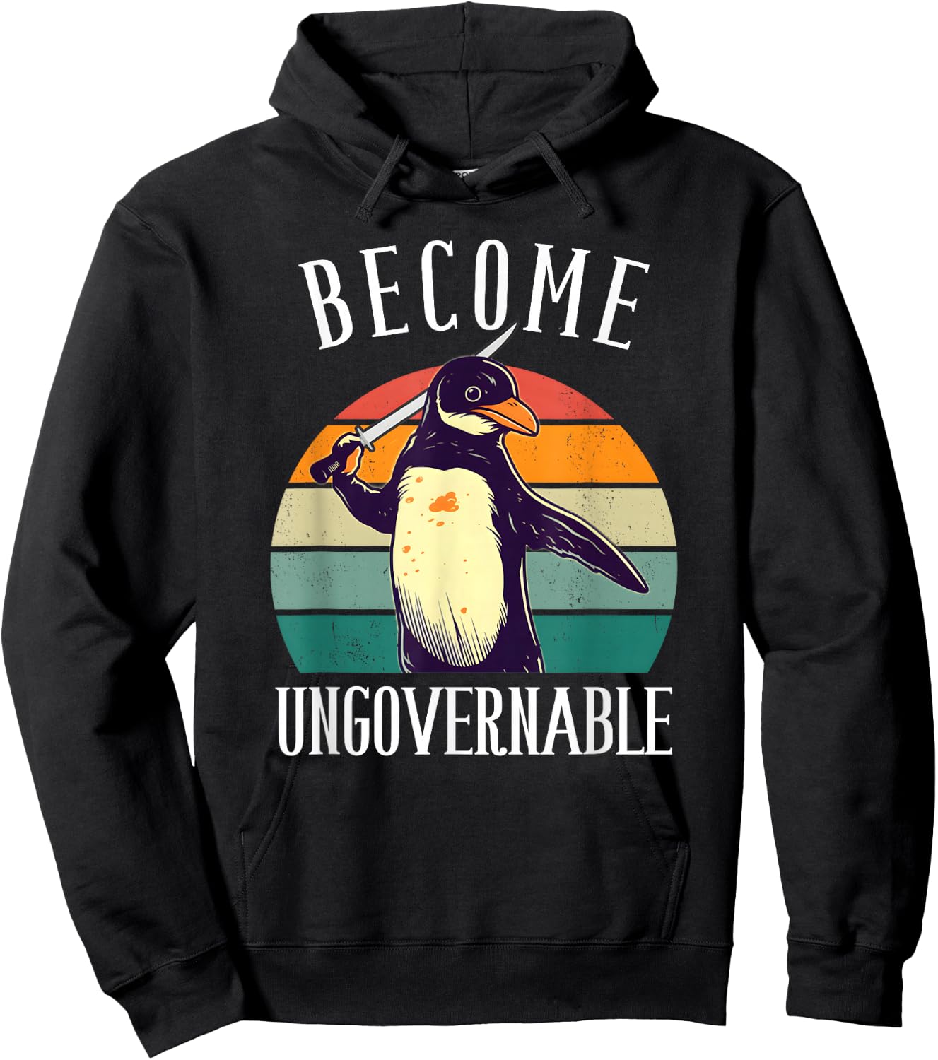 Become Ungovernable Meme - Funny Penguin Meme Retro Vintage Hoodie - Hoodie | Black