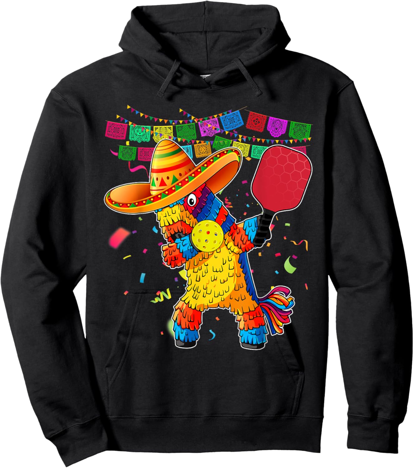 Dabbing Pinata Sombrero Pickleball Player Fan Cinco De Mayo Hoodie - Hoodie | Black