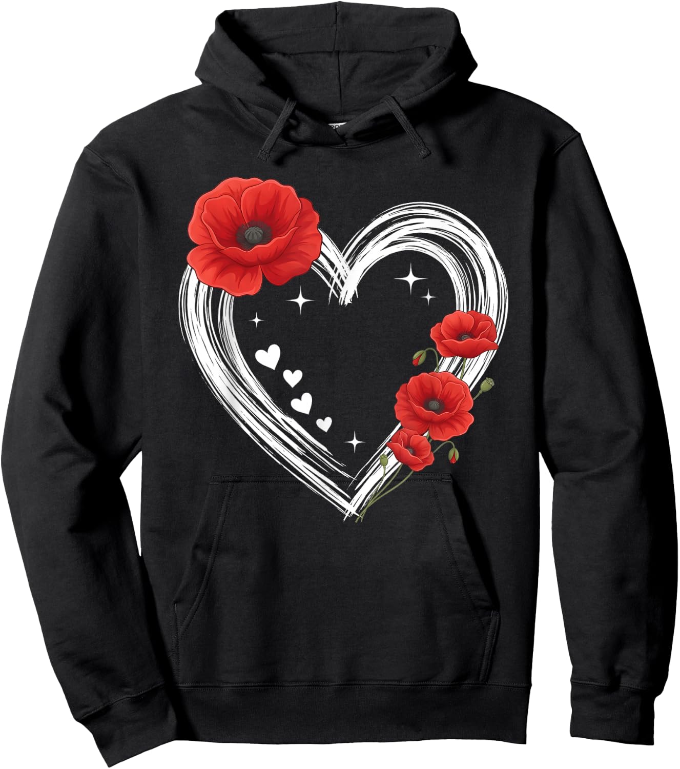 Cœur Coquelicot Hoodie - Hoodie | Black