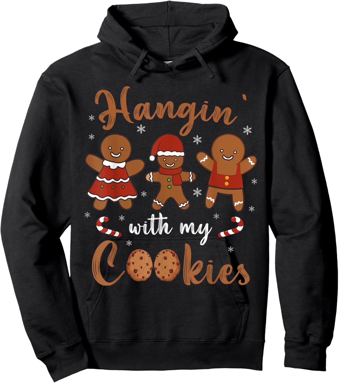 Hanging With My Cookies Cute Christmas Teacher Women Kids Hoodie - Hoodie | Black