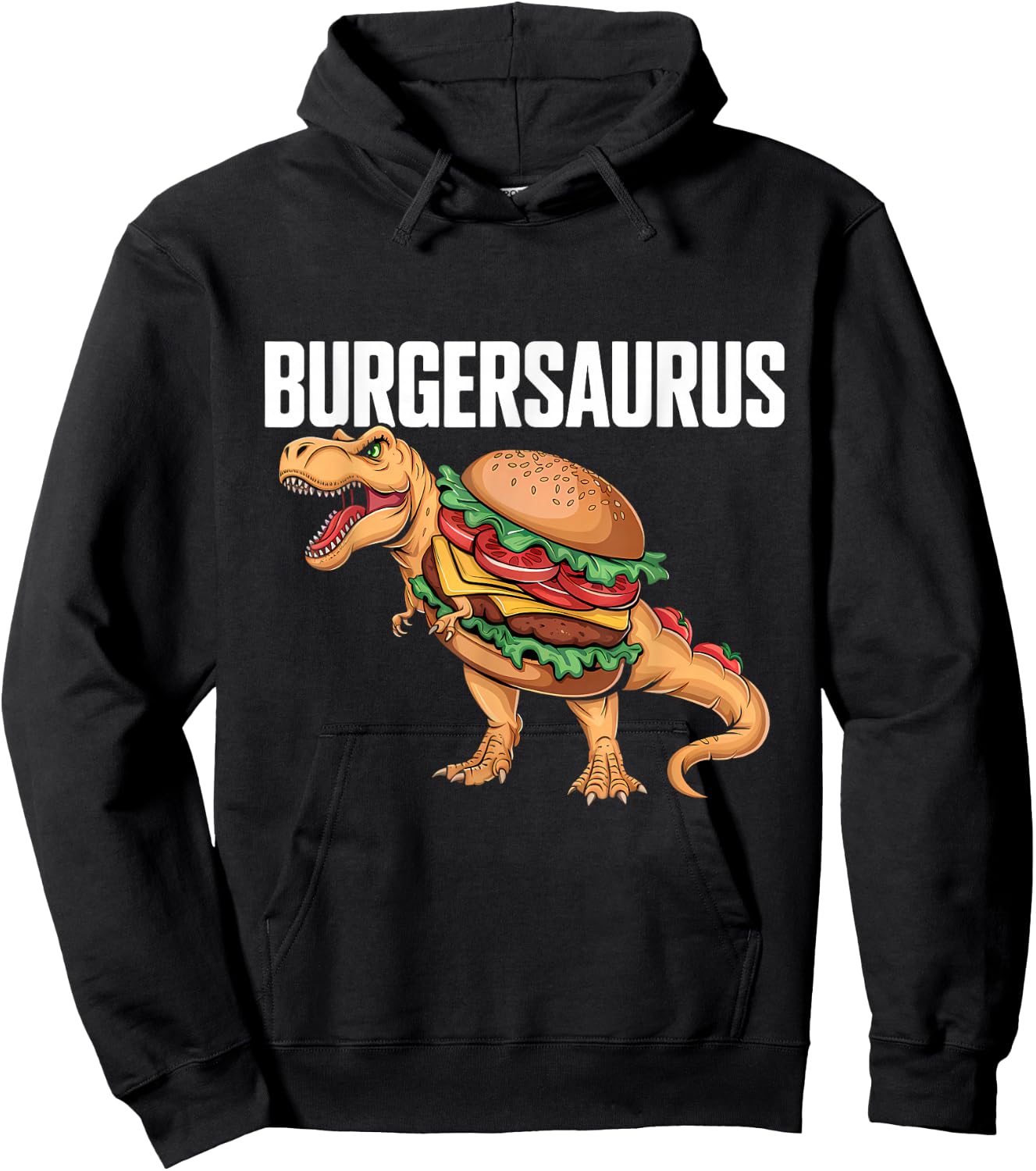 Burger Dinosaur T-Rex Burger Dino Funny Fast Food Hoodie - Hoodie | Black