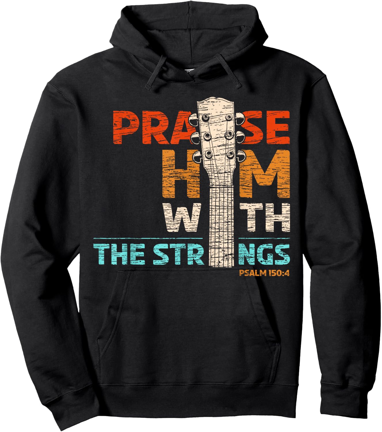 Praise Him With Strings - Psalm 150 Christian Guitar Player Hoodie - Hoodie | Black